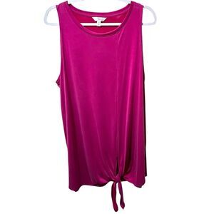 Time and Tru Women's Relaxed Fit Dark Pink Front Tie Tank, Size XXL (20) , NWT